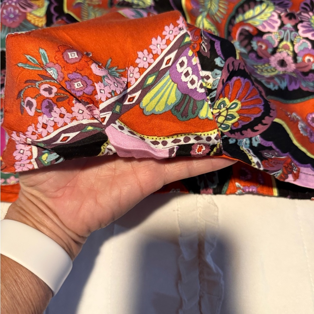 Rachel Zoe Multicolor Paisley Button-Front Blouse - Pink, Orange, Black, Green - Picture 6 of 10